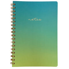 Acar Termo Deri Spiralli Esnek Kapaklı Degrade Turkuaz-Yeşil 16*24 Cm Çizgili Defter