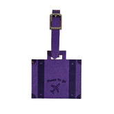 Acar Giza Termo Deri Çift Renkli Bagaj Valiz Etiketi Mor-Turuncu