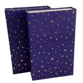 Acar Mıknatıslı Katlanabilir Altın Yıldız Desenli Kutu Lacivert 22*14*4 cm