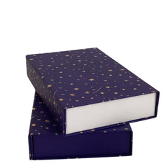 Acar Mıknatıslı Katlanabilir Altın Yıldız Desenli Kutu Lacivert 22*14*4 cm