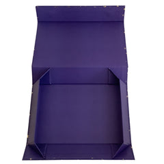 Acar Mıknatıslı Katlanabilir Altın Yıldız Desenli Kutu Lacivert 22*14*4 cm