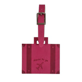 Acar Giza Termo Deri Çift Renkli Bagaj Valiz Etiketi Fuşya-Taş Rengi