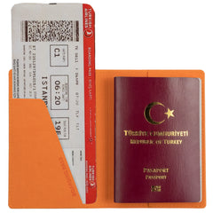 Acar Mira Termo Deri Baskılı Pasaportluk Pasaport Kılıfı Seyahat Cüzdanı Turuncu