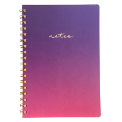 Acar Spiralli Termo Deri Esnek Kapaklı Degrade Mor Pembe16*24 Cm Çizgili Defter
