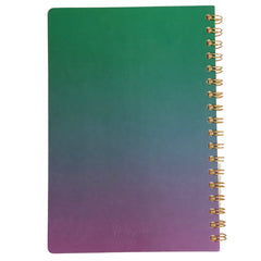 Acar Spiralli Termo Deri Esnek Kapaklı Degrade Yeşil Mor16*24 Cm Çizgili Defter