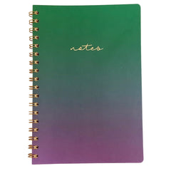 Acar Spiralli Termo Deri Esnek Kapaklı Degrade Yeşil Mor16*24 Cm Çizgili Defter