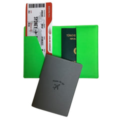 Acar Mira Termo Deri Çift Renk Pasaport Kılıfı Pasaportluk Seyahat Cüzdanı Gri-Neon Yeşili