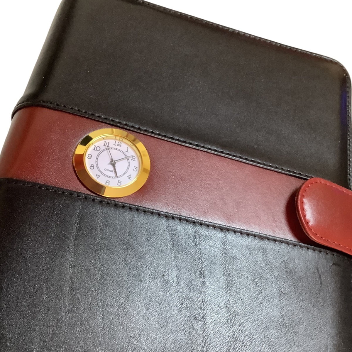 Acar Hakiki Deri Saatli Çıtçıt Patlı 18,5*23 cm 240 Sayfa Tarihsiz Planlayıcı Organizer  Siyah-Kahverengi