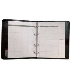 Acar Hakiki Deri Saatli Çıtçıt Patlı 18,5*23 cm 240 Sayfa Tarihsiz Planlayıcı Organizer  Siyah-Kahverengi