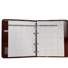 Acar Hakiki Deri Saatli Çıtçıt Patlı 18,5*23 cm 240 Sayfa Tarihsiz Planlayıcı Organizer Kahve-Lacivert