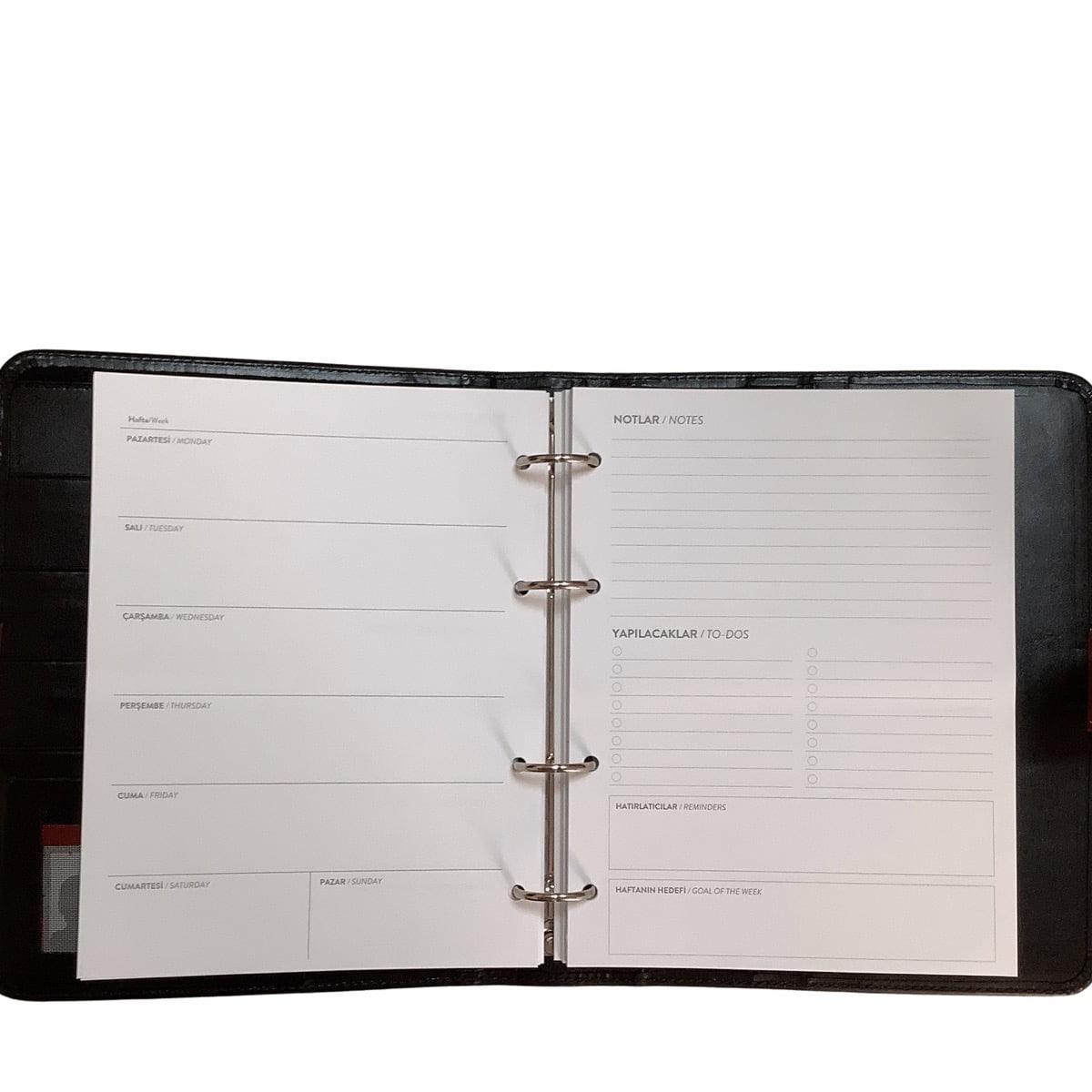 Acar Hakiki Deri Saatli Çıtçıt Patlı 18,5*23 cm 240 Sayfa Tarihsiz Planlayıcı Organizer  Siyah-Kahverengi