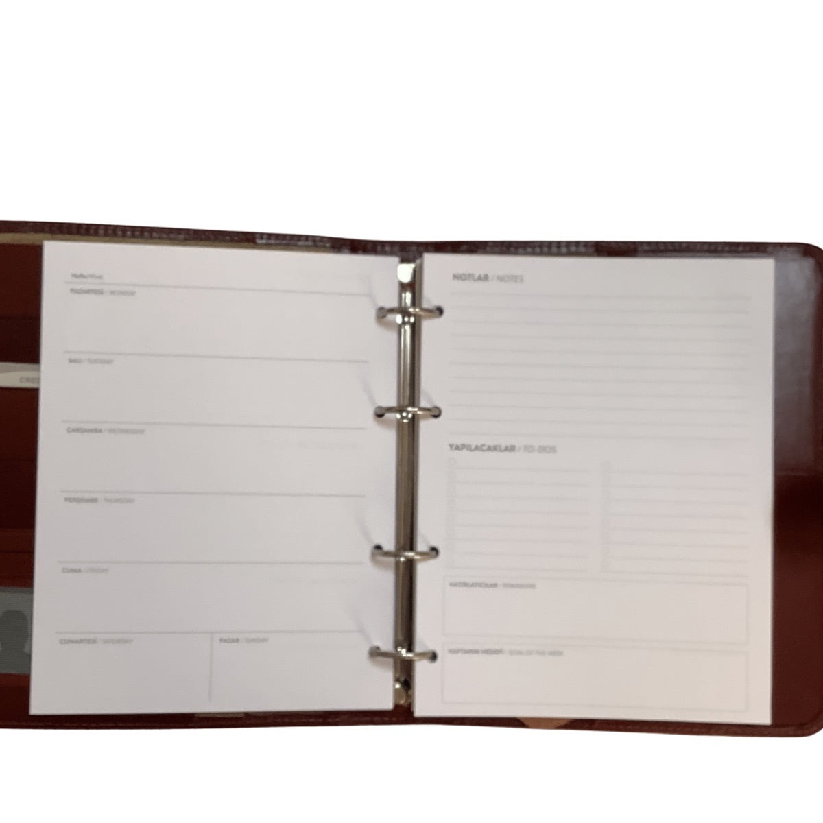 Acar Hakiki Deri Saatli Çıtçıt Patlı 18,5*23 cm 240 Sayfa Tarihsiz Planlayıcı Organizer Kahve-Lacivert
