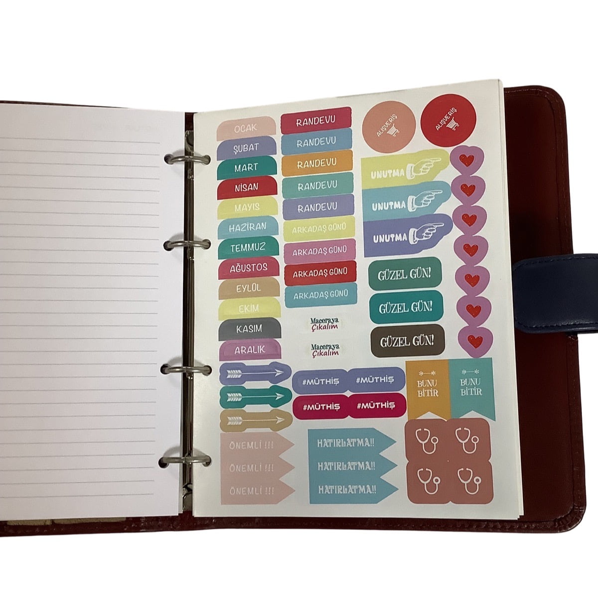 Acar Hakiki Deri Saatli Çıtçıt Patlı 18,5*23 cm 240 Sayfa Tarihsiz Planlayıcı Organizer  Siyah-Kahverengi