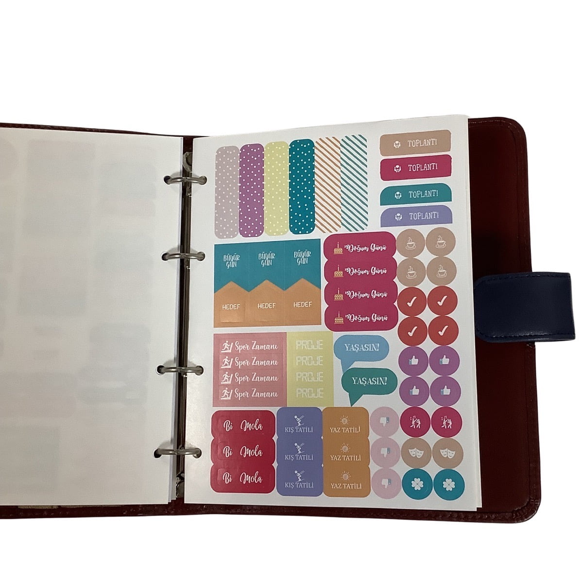 Acar Hakiki Deri Saatli Çıtçıt Patlı 18,5*23 cm 240 Sayfa Tarihsiz Planlayıcı Organizer Kahve-Lacivert
