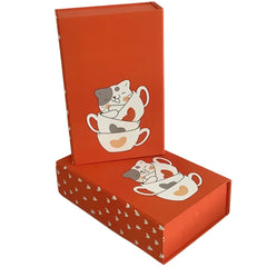 Acar Mıknatıslı Katlanabilir Kedi Desenli Kutu Turuncu 22*14*6 cm
