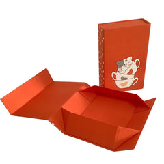 Acar Mıknatıslı Katlanabilir Kedi Desenli Kutu Turuncu 22*14*6 cm