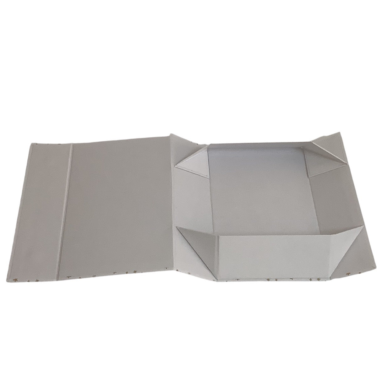 Acar Mıknatıslı Katlanabilir Altın Yıldız Desenli Kutu Beyaz 22*14*6 cm
