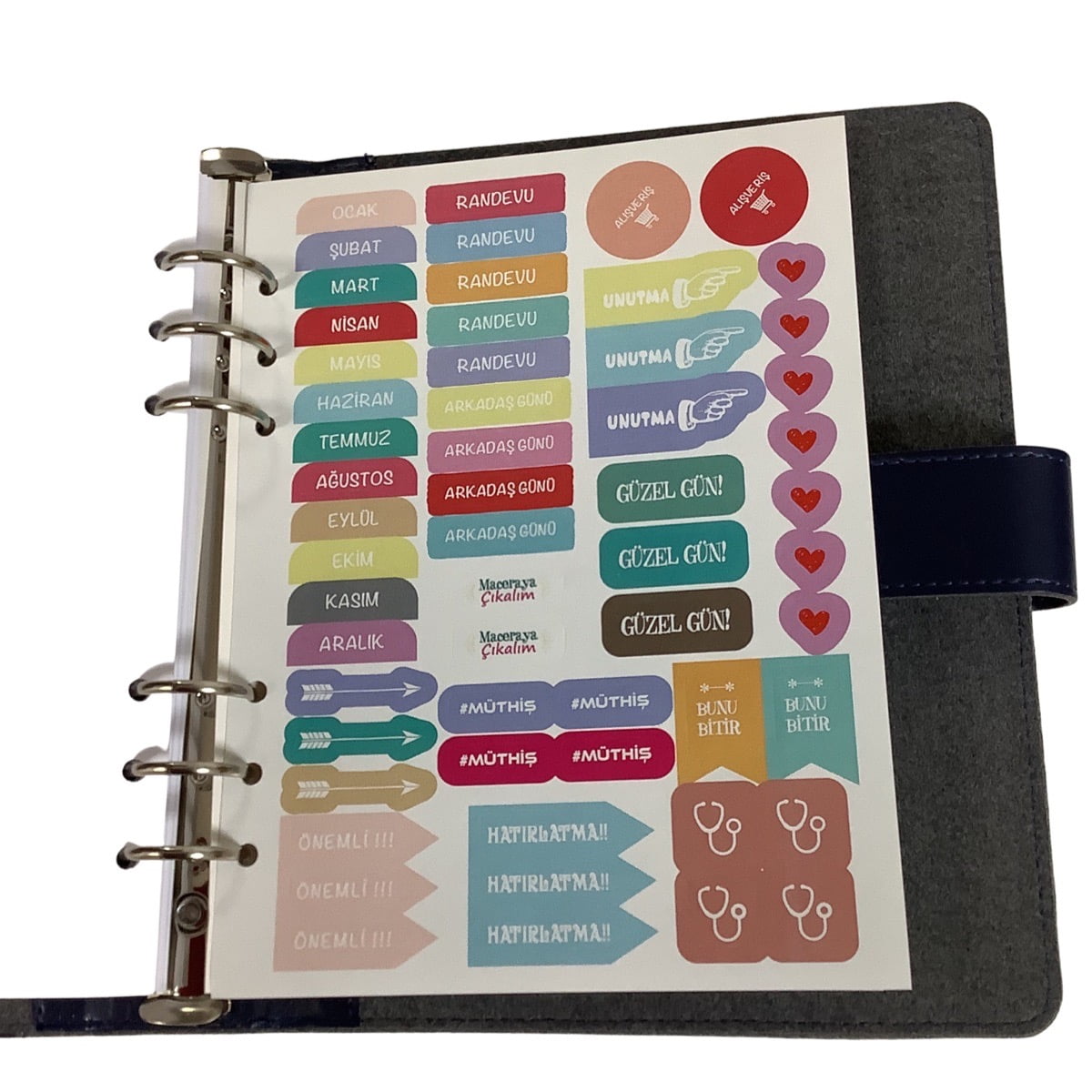 Acar Keçe Kapaklı Mıknatıs Patlı 18,5*23 cm 240 Sayfa Tarihsiz Planlayıcı Organizer Gri