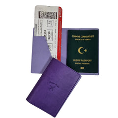 Acar Mira Termo Deri Deri Çift Renk Pasaport Kılıfı Pasaportluk Seyahat Cüzdanı Mor-Leylak
