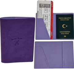 Acar Mira Termo Deri Deri Çift Renk Pasaport Kılıfı Pasaportluk Seyahat Cüzdanı Mor-Leylak