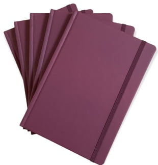 Acar Termo Sert Kapak Çizgili 13,9*20,3 Cm 192 Sayfa Boydan Lastikli Mürdüm Rengi Defter