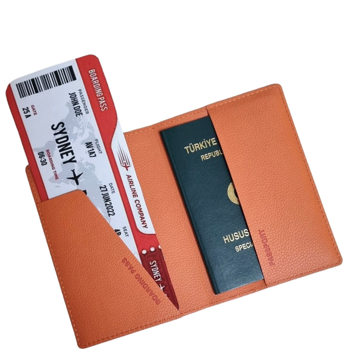 Acar Mira Termo Deri Pasaport Kılıfı Pasaportluk Seyahat Cüzdanı Orange