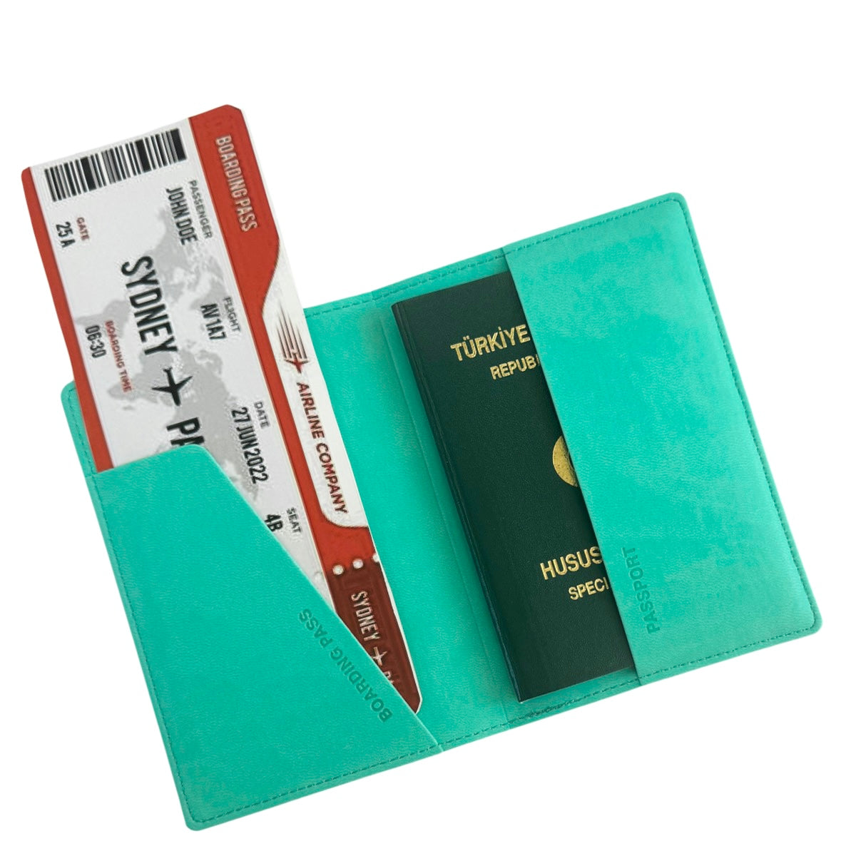 Acar Mira Termo Deri Pasaport Kılıfı Pasaportluk Seyahat Cüzdanı Su Yeşili