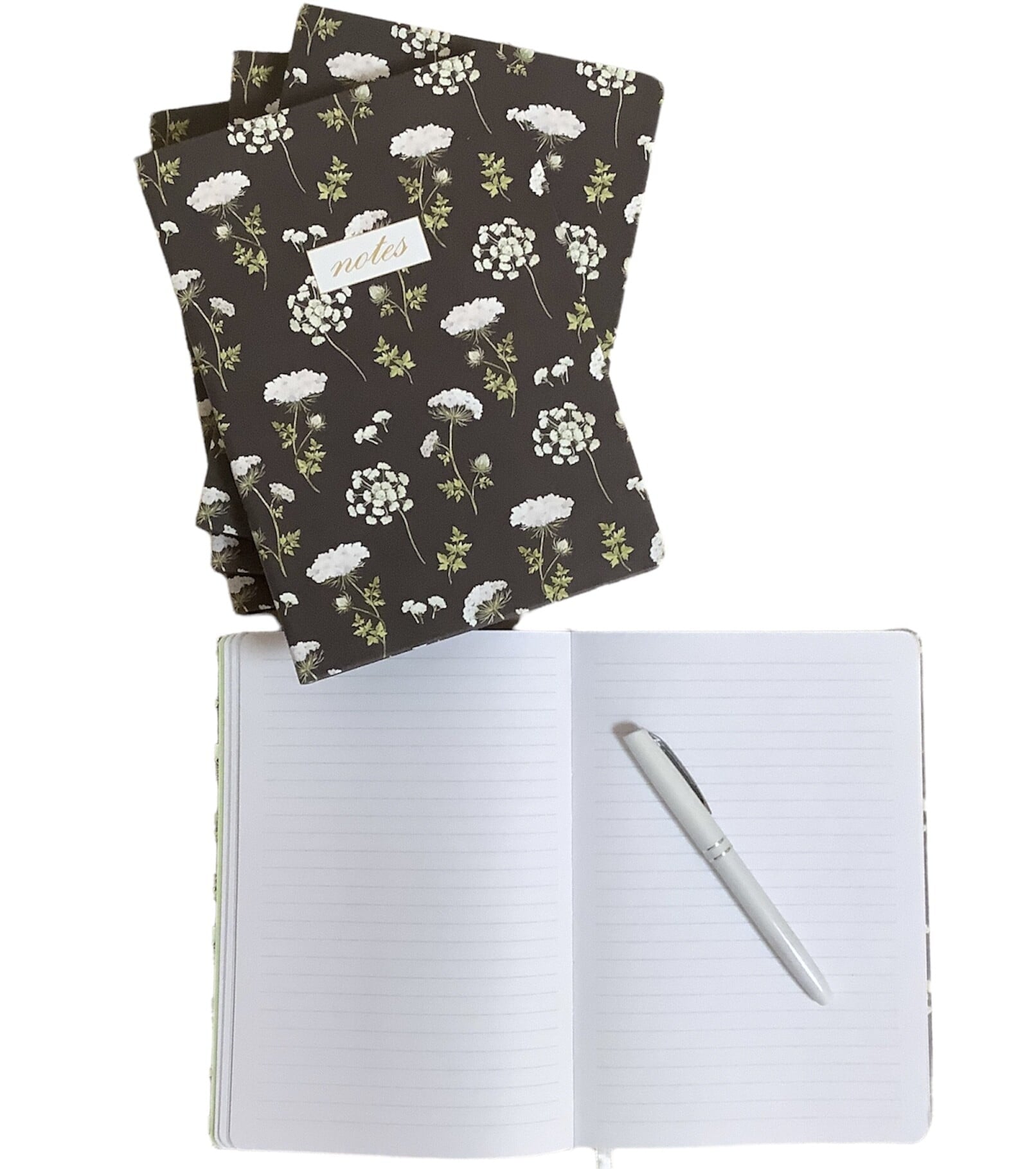 Acar Beyaz Çiçekli Termo Esnek Kapaklı Çizgili 14,3*20,5 Cm 256 Sayfa Defter