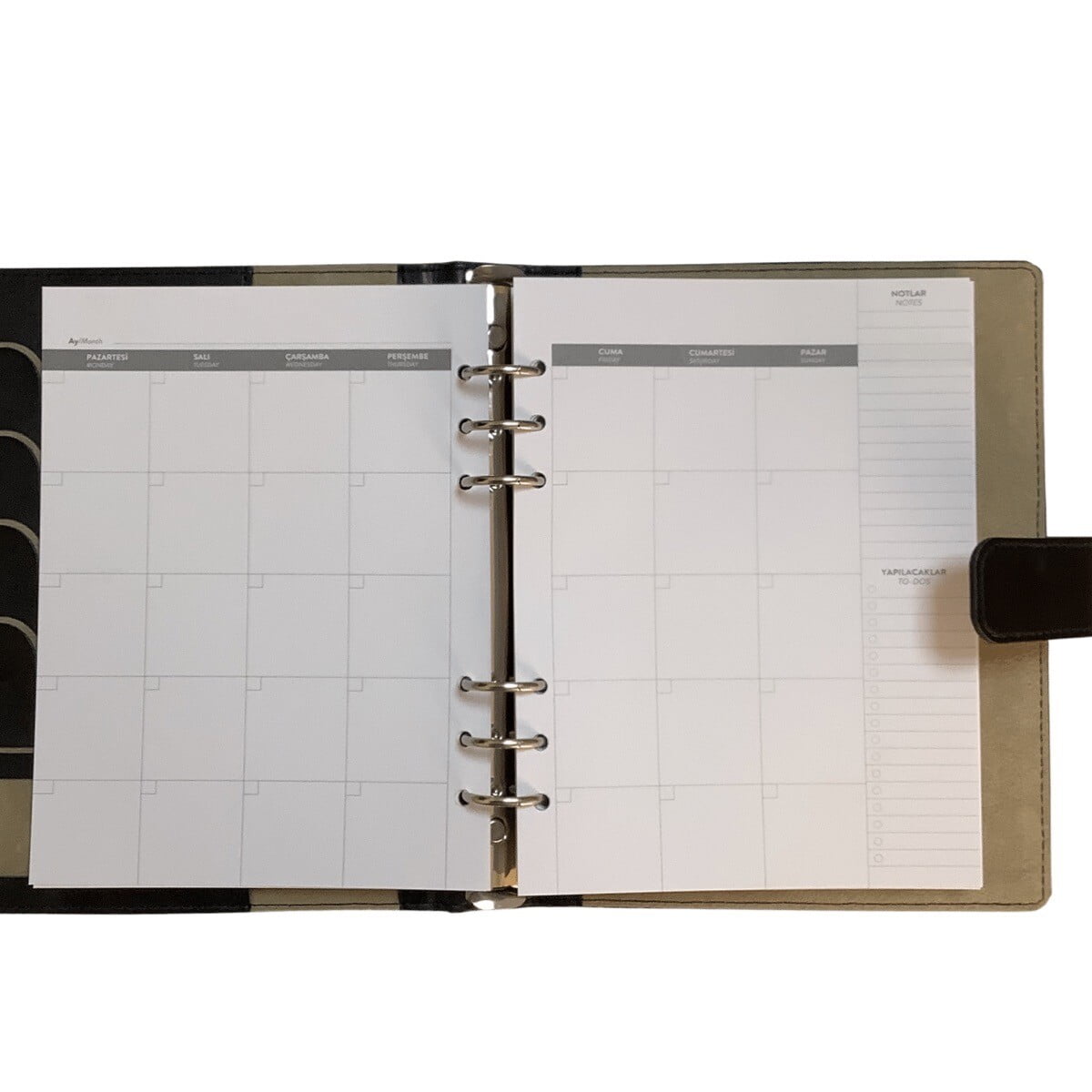 Acar Calyce Termo Deri Mıknatıslı Çıtçıt Patlı 18,5*23 cm 240 Sayfa Tarihsiz Planlayıcı Organizer Siyah