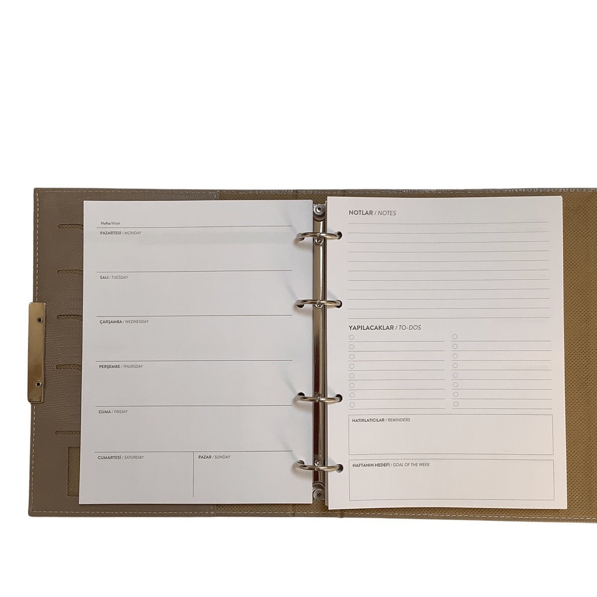 Acar Zara Termo Deri Metal Aksesuarlı 18,5*23 cm 240 Sayfa Tarihsiz Planlayıcı Organizer Bej