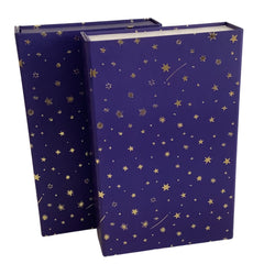 Acar Mıknatıslı Katlanabilir Altın Yıldız Desenli Kutu Lacivert 22*14*4 cm