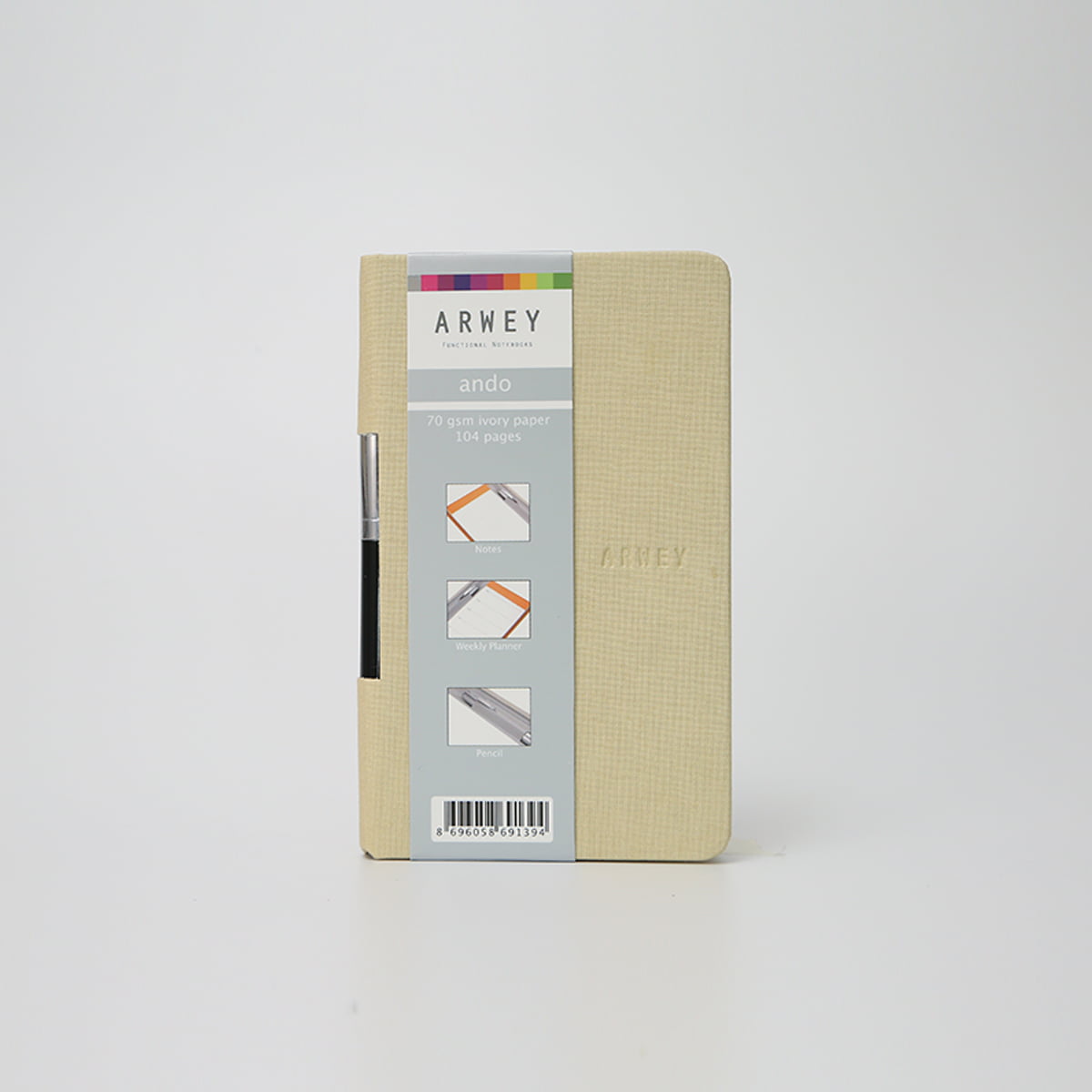 Acar Arwey Ando 9*14,5 cm 104*2 Sayfa 70 gr. İvory Haftalık Planlı Defter