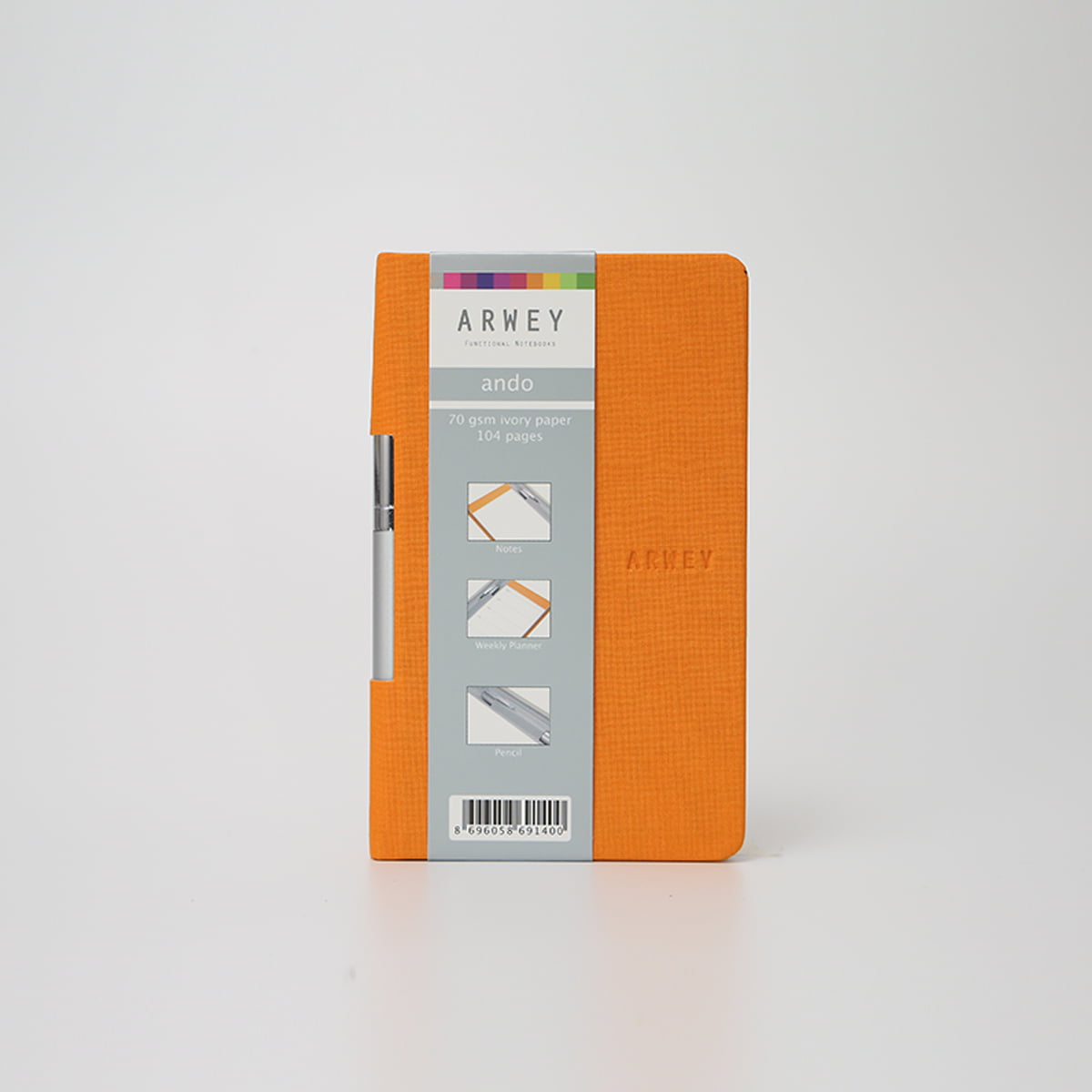 Acar Arwey Ando 9*14,5 cm 104*2 Sayfa 70 gr. İvory Haftalık Planlı Defter