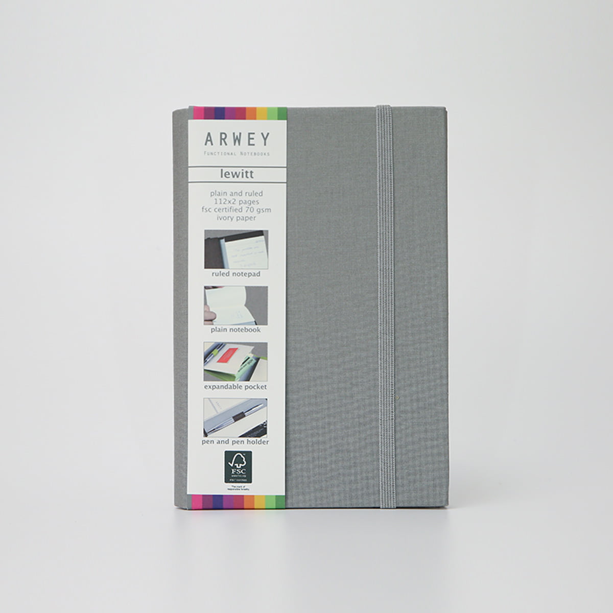 Acar Arwey Lewitt 10*15,5cm 112*2 Sayfa 70gr. İvory Çizgili Çizgisiz Defter
