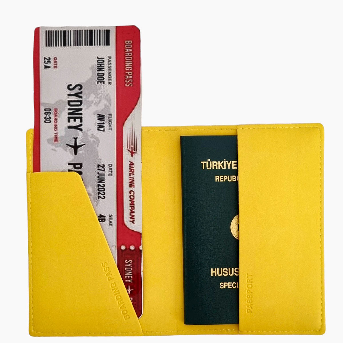 Acar Mira Termo Deri Pasaport Kılıfı Pasaportluk Seyahat Cüzdanı Sarı
