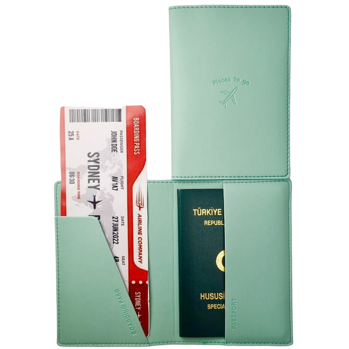 Acar Mira Termo Deri Pasaport Kılıfı Pasaportluk Seyahat Cüzdanı Mint Yeşili