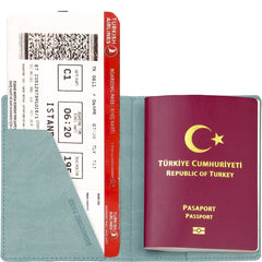 Acar Mira Termo Deri Baskılı Pasaportluk Pasaport Kılıfı Seyahat Cüzdanı Buz Yeşili
