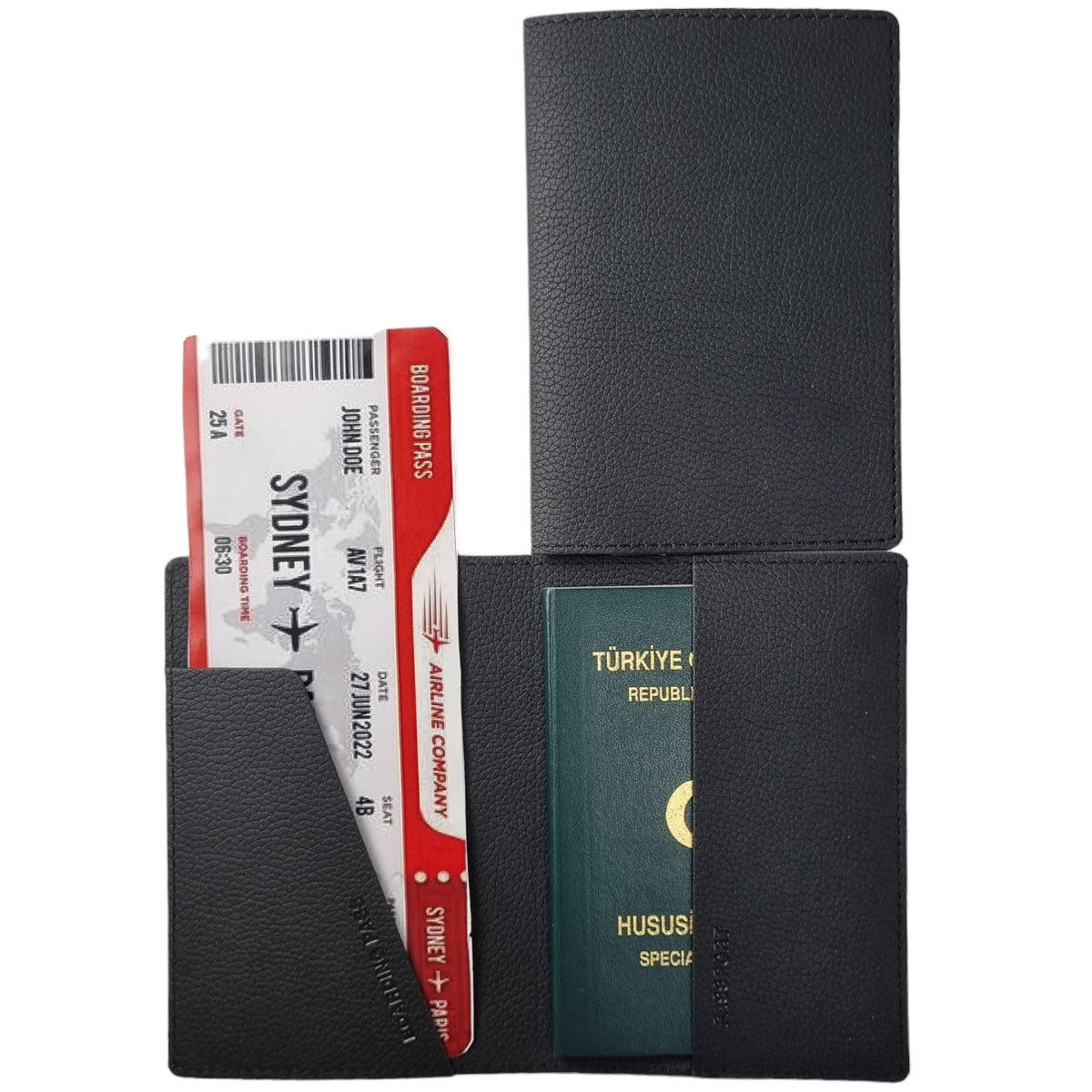 Acar Mira Termo Deri Baskısız Pasaport Kılıfı Pasaportluk Seyahat Cüzdanı Siyah