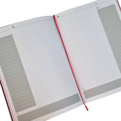 Acar Termo Deri Baskısız Esnek Kapaklı Yan Kenar Boyamalı 21*30 cm 128 Sayfa Dot(Noktalı) Planner Defter Siyah-Kırmızı