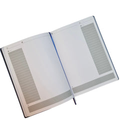 Acar Termo Deri Baskısız Esnek Kapaklı Yan Kenar Boyamalı 21*30 cm 128 Sayfa Dot(Noktalı) Planner Defter Siyah-Mavi