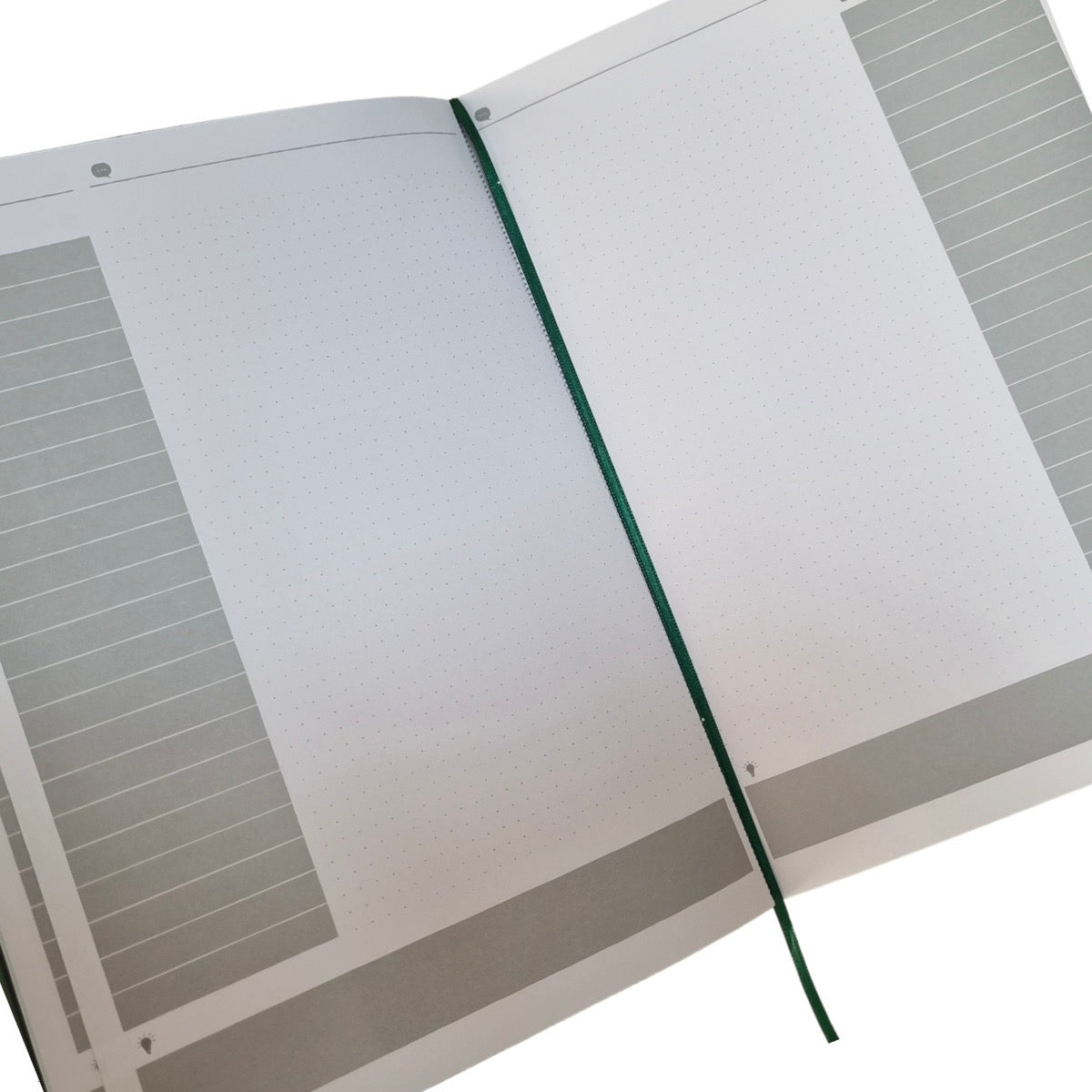 Acar Termo Deri Baskısız Esnek Kapaklı Yan Kenar Boyamalı 21*30 cm 128 Sayfa Dot(Noktalı) Planner Defter Siyah-Yeşil