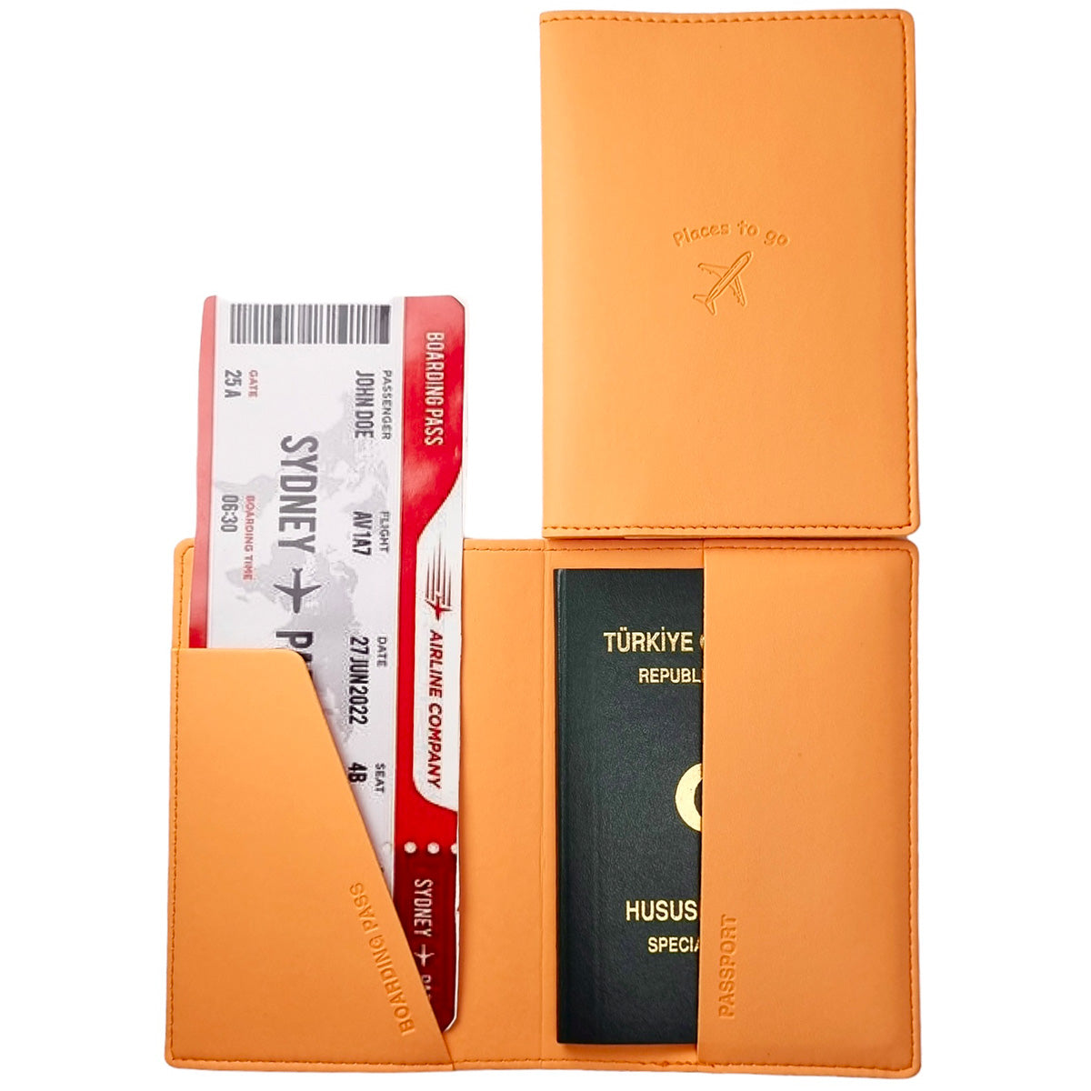 Acar Mira Termo Deri Pasaport Kılıfı Pasaportluk Seyahat Cüzdanı Açık Turuncu