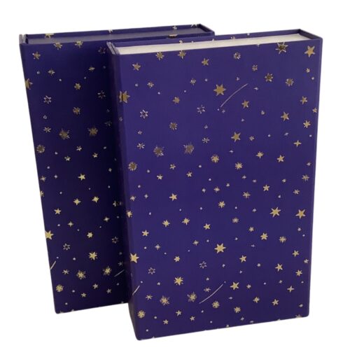 Lacivert katlanabilir altın yıldızlı kutu ön